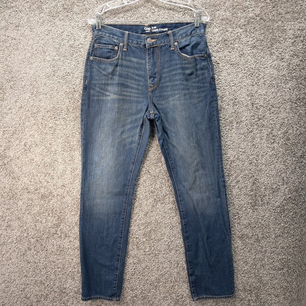 Gap Mens Slim Fit‎ Dark Wash Denim Jeans 31x32 Blue 100% Cotton 7106